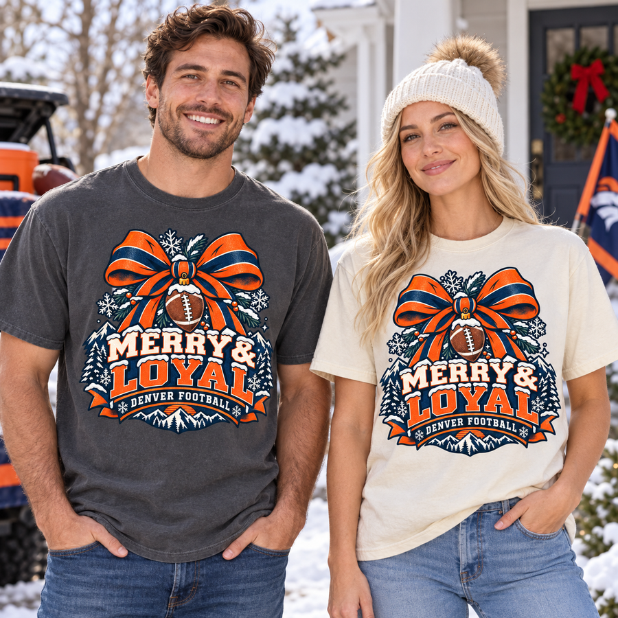 Merry & Loyal Denver christmas football Comfort Colors 1717 T-shirt mockup 2
