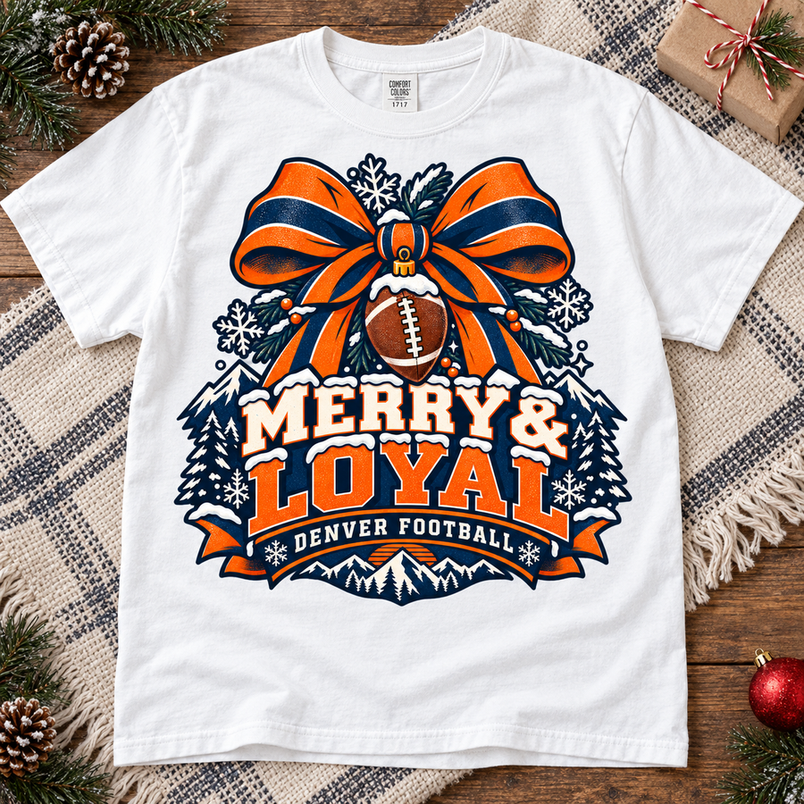 Merry & Loyal Denver christmas football Comfort Colors 1717 T-shirt mockup 4