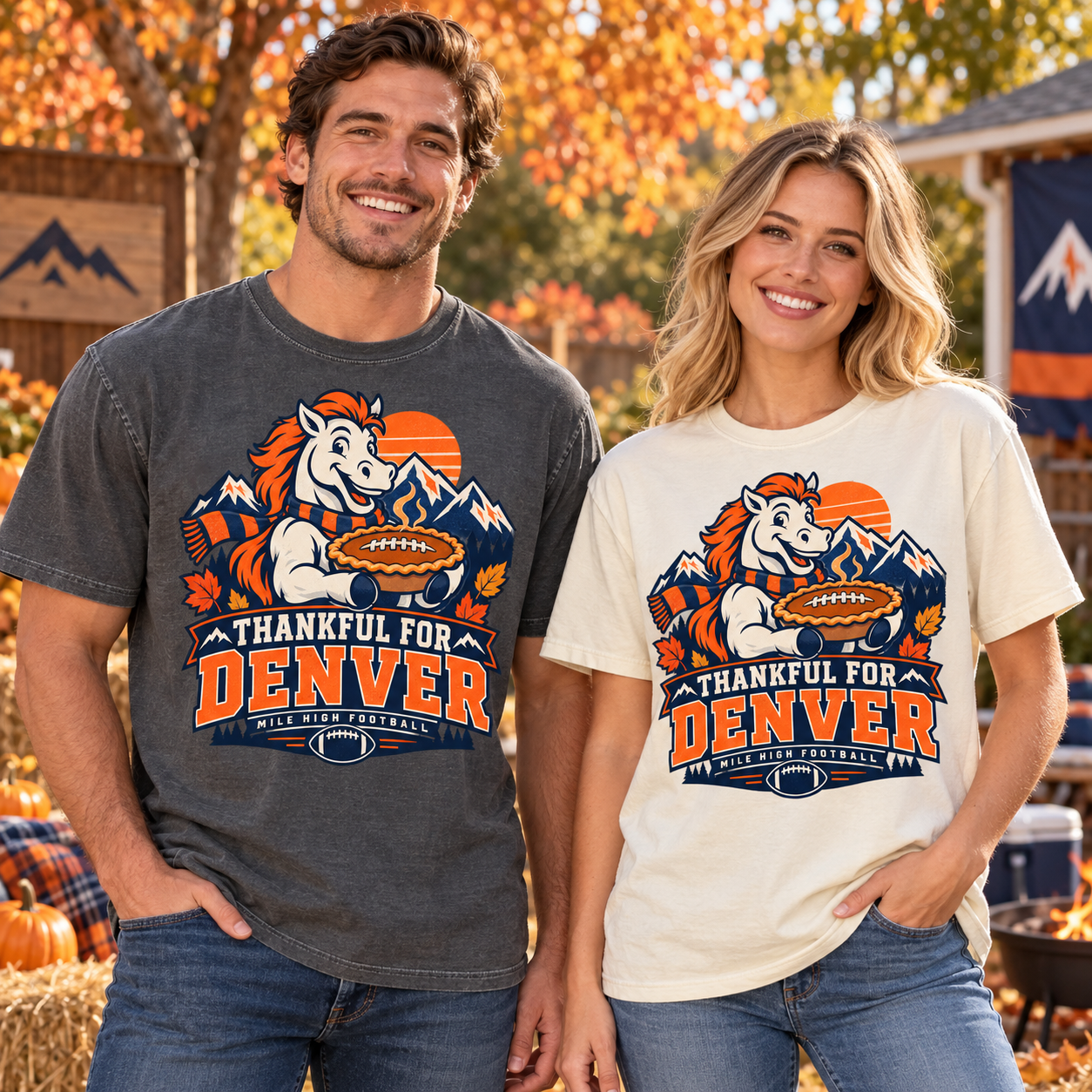 Thankful for Denver Denver thanksgiving football Comfort Colors 1717 T-shirt mockup 2