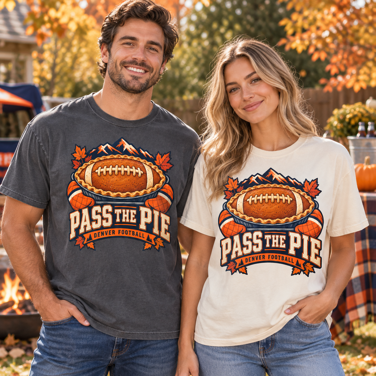 Pass the Pie Denver Thanksgiving football Comfort Colors 1717 T-shirt mockup 2