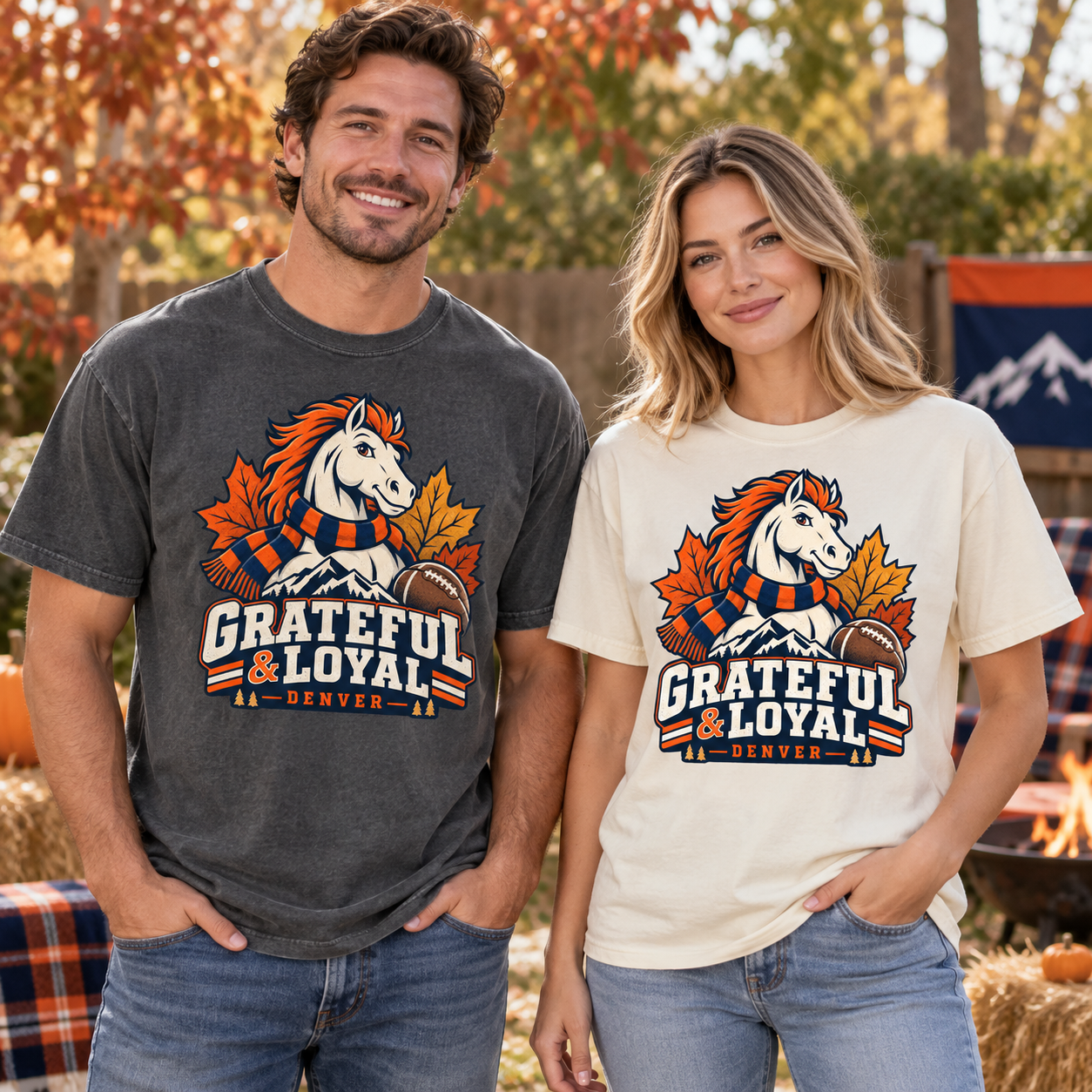 Grateful & Loyal Denver Thanksgiving football Comfort Colors 1717 T-shirt mockup 2