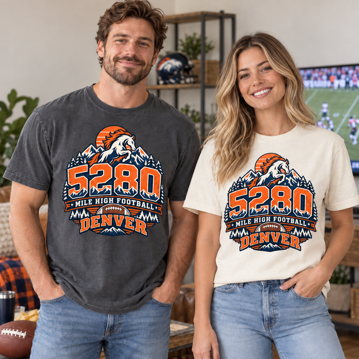 5280 Mile High Football Denver football Comfort Colors 1717 T-shirt mockup 2