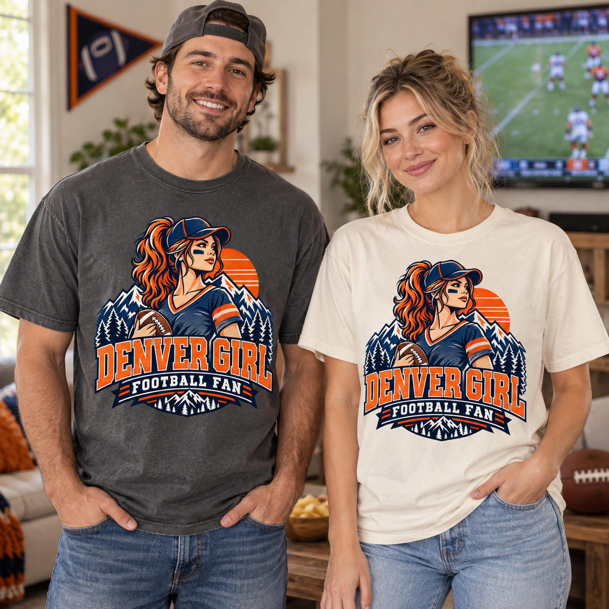 Denver Girl Football Fan Denver football Comfort Colors 1717 T-shirt mockup 2