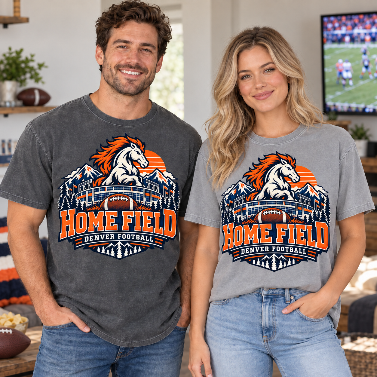 Home Field Denver Denver football Comfort Colors 1717 T-shirt mockup 2