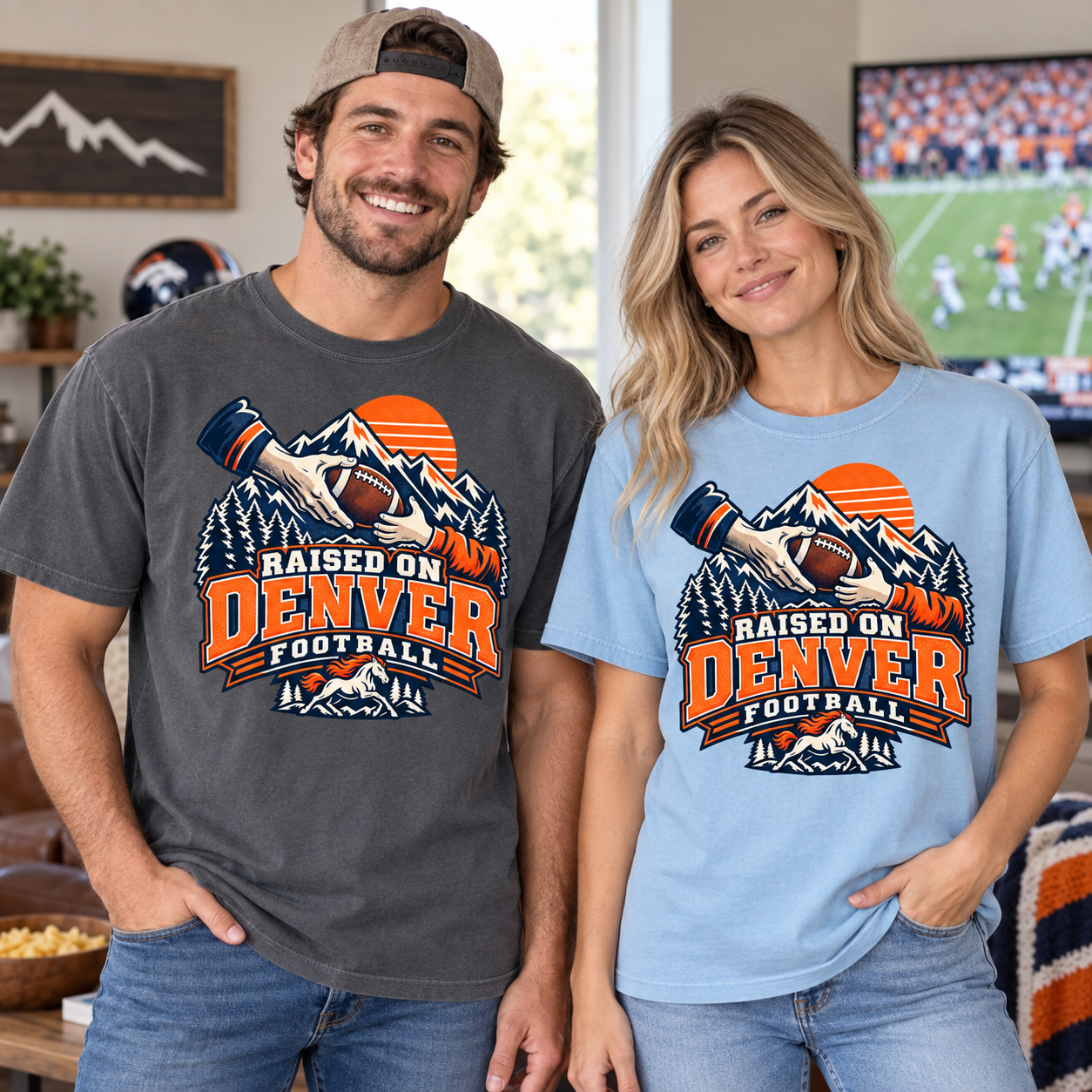 Raised on Denver Football Denver football Comfort Colors 1717 T-shirt mockup 2