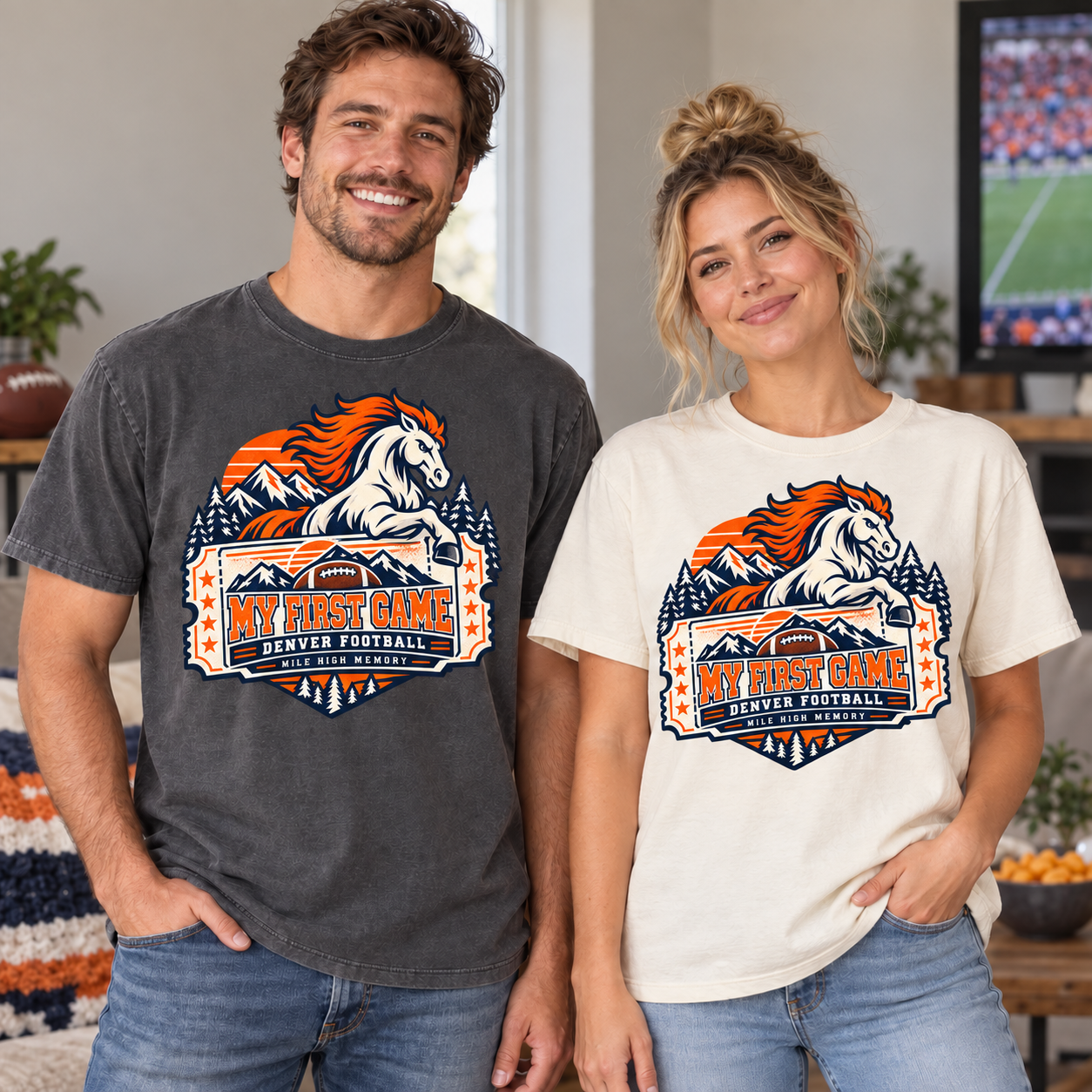 My First Game Denver football Comfort Colors 1717 T-shirt mockup 2