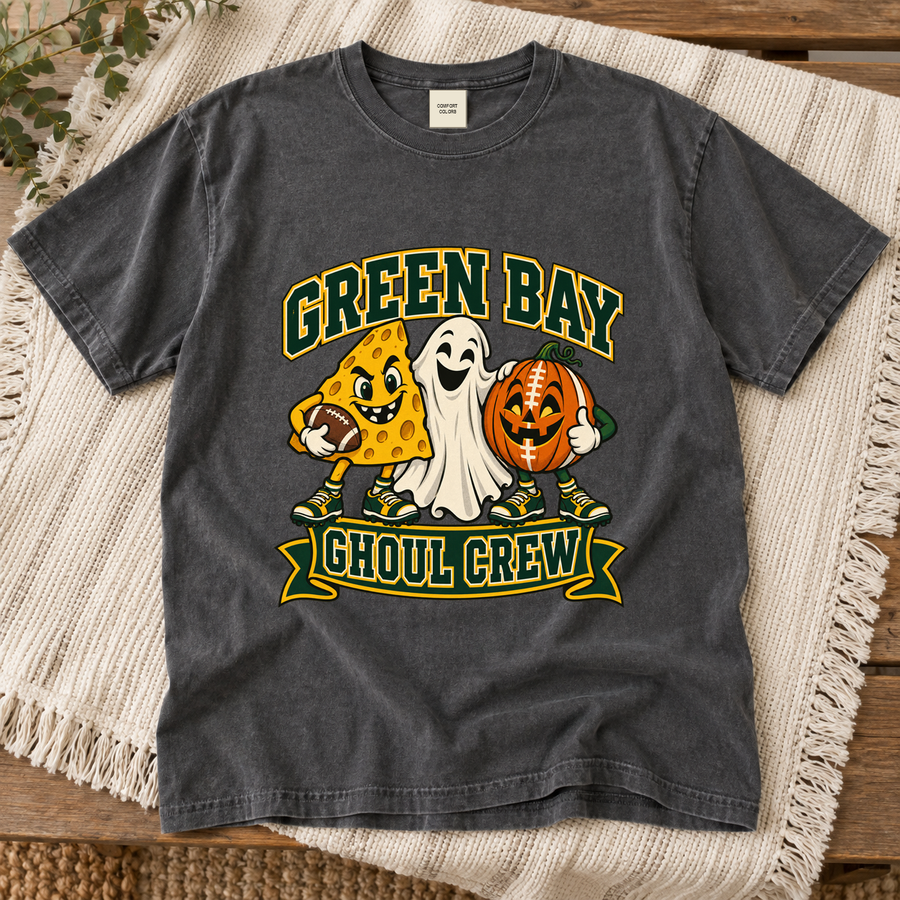 Green Bay Ghoul Crew vintage Green Bay Comfort Colors football T-shirt mockup 4