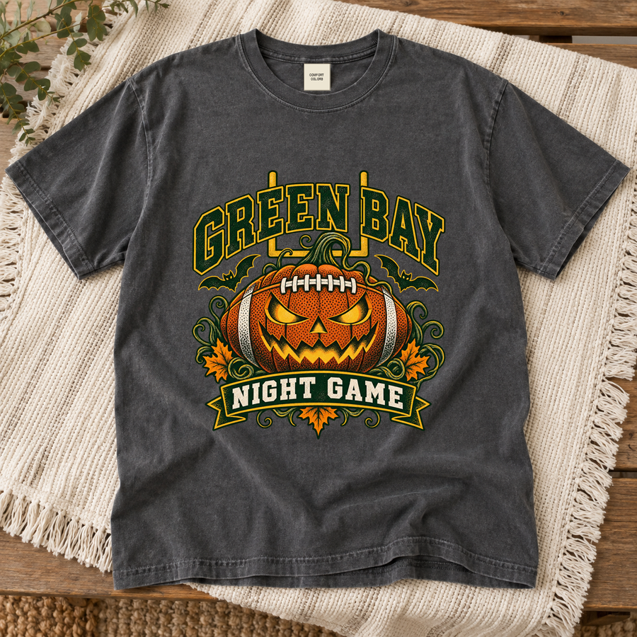 Green Bay Night Game vintage Green Bay Comfort Colors football T-shirt mockup 4