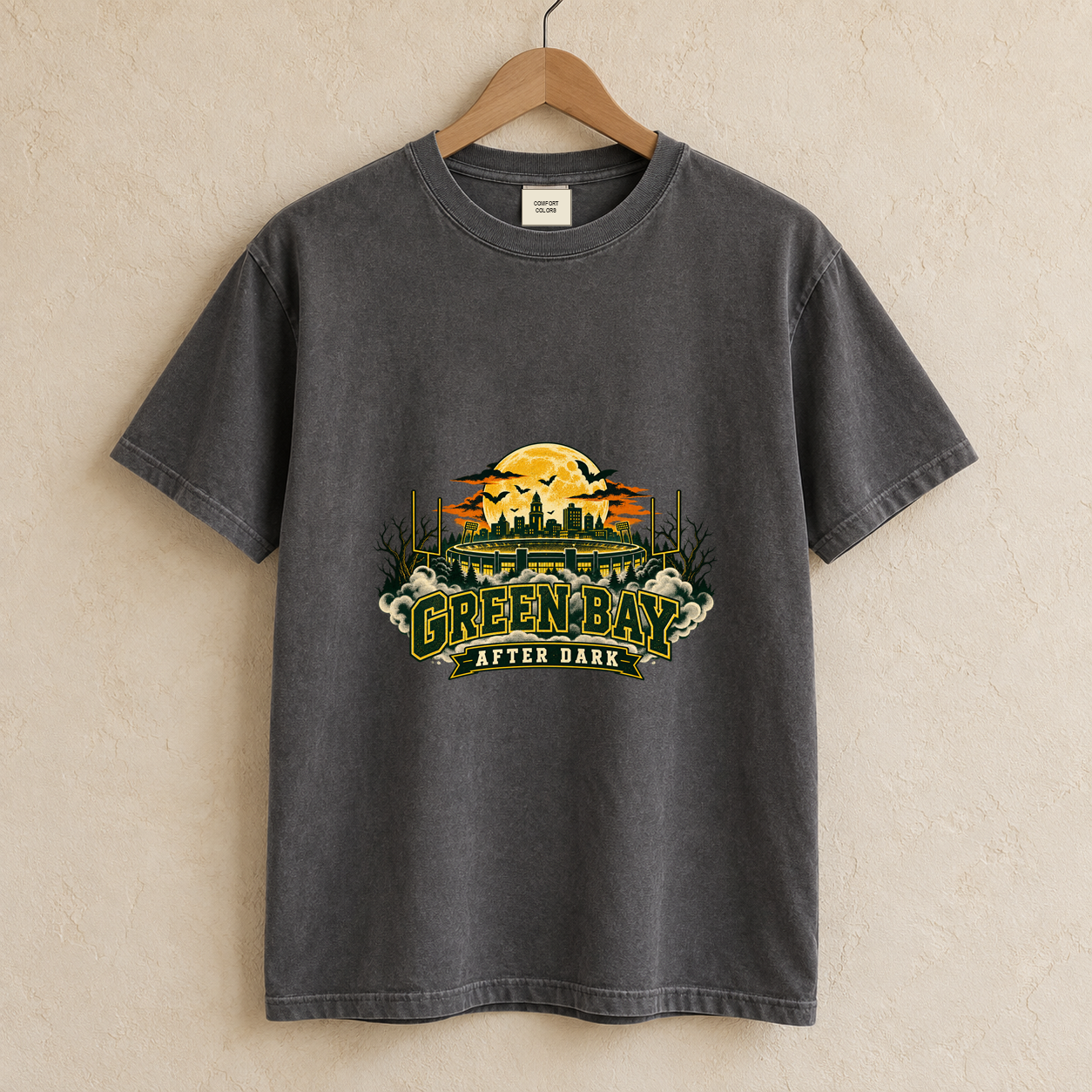 Green Bay After Dark vintage Green Bay Comfort Colors football T-shirt mockup 1