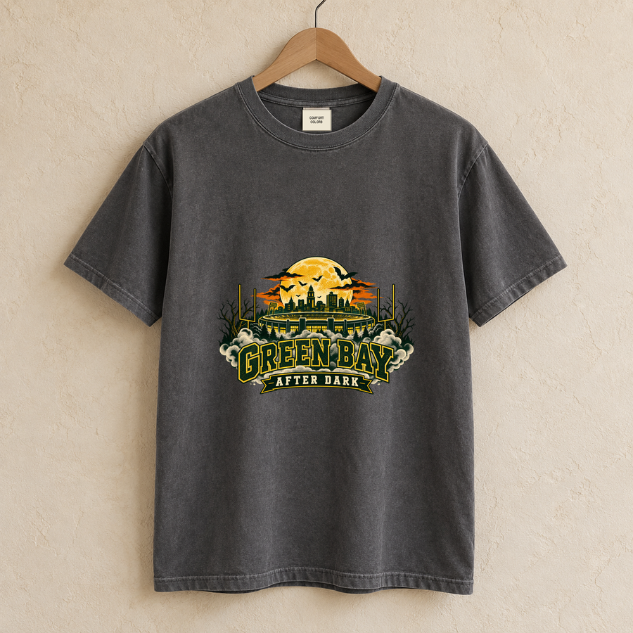 Green Bay After Dark vintage Green Bay Comfort Colors football T-shirt mockup 1