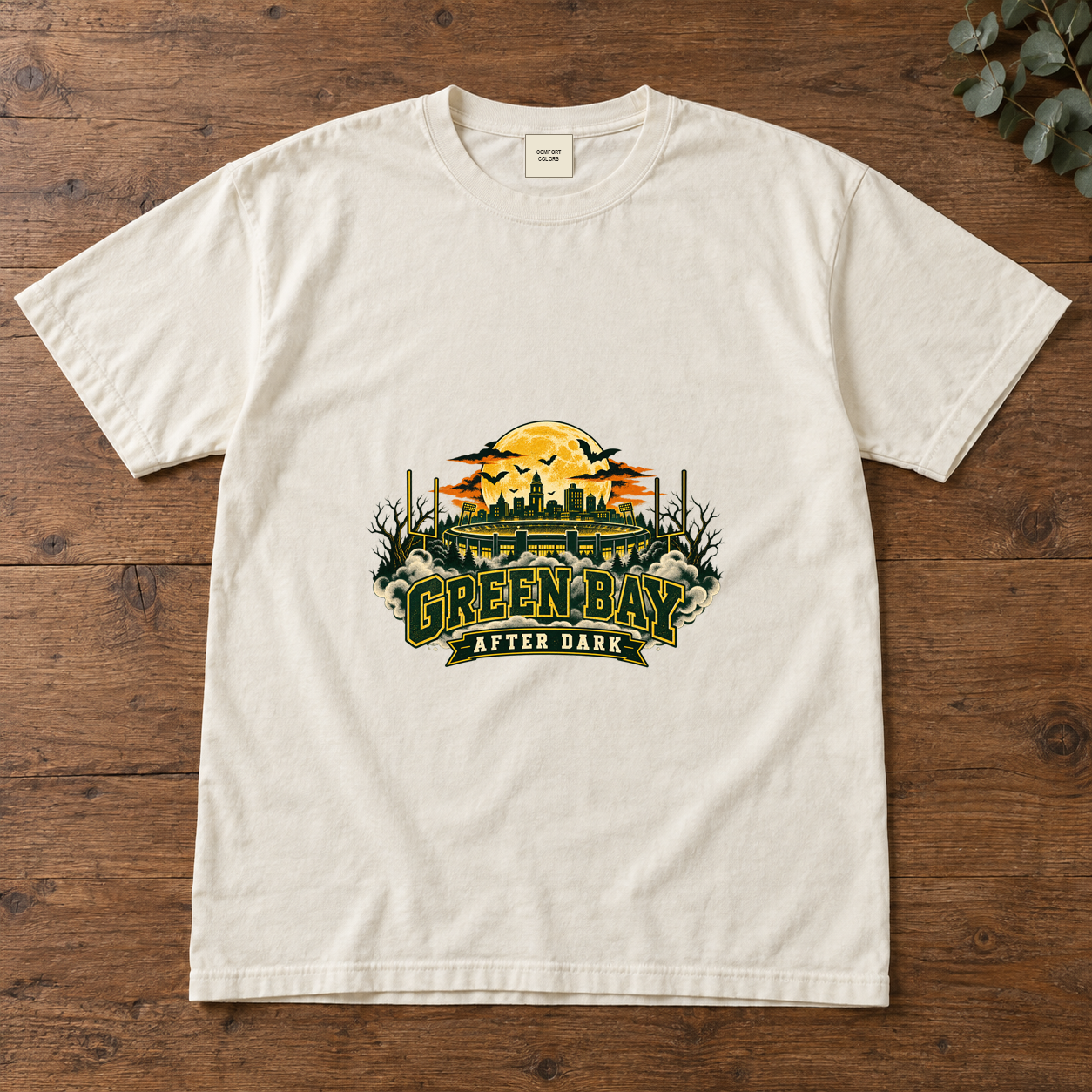 Green Bay After Dark vintage Green Bay Comfort Colors football T-shirt mockup 2