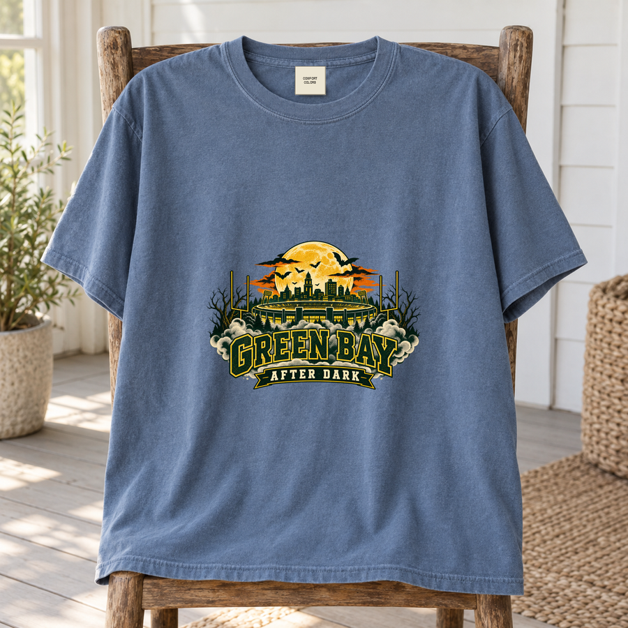 Green Bay After Dark vintage Green Bay Comfort Colors football T-shirt mockup 3