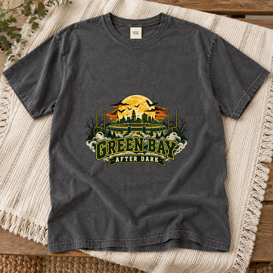 Green Bay After Dark vintage Green Bay Comfort Colors football T-shirt mockup 4