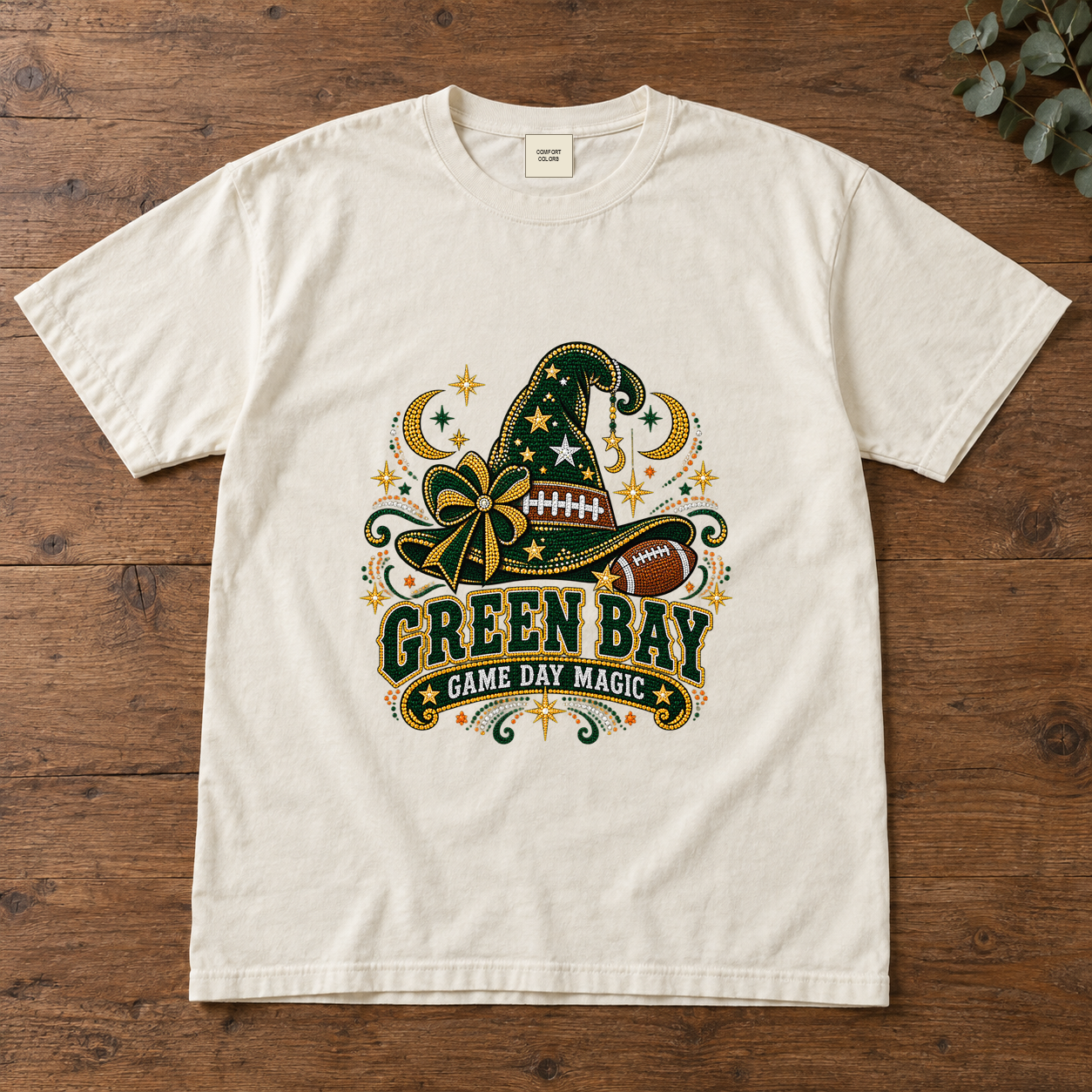Green Bay Game Day Magic vintage Green Bay Comfort Colors football T-shirt mockup 2