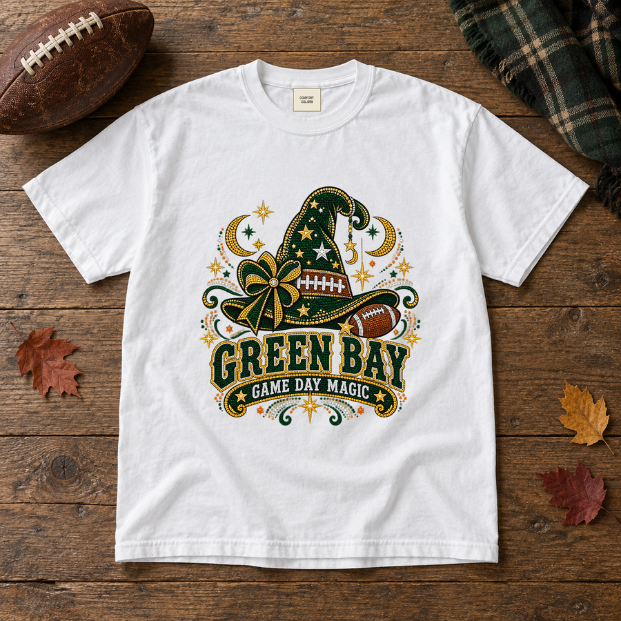 Green Bay Game Day Magic vintage Green Bay Comfort Colors football T-shirt mockup 5