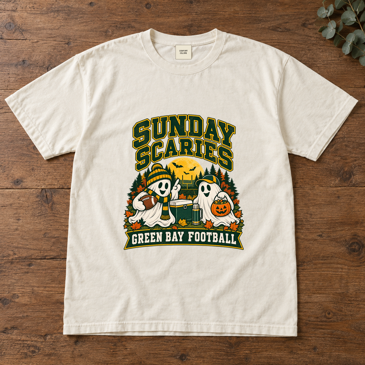 Sunday Scaries vintage Green Bay Comfort Colors football T-shirt mockup 2
