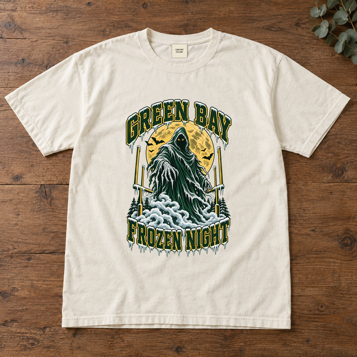 Green Bay Frozen Night vintage Green Bay Comfort Colors football T-shirt mockup 2