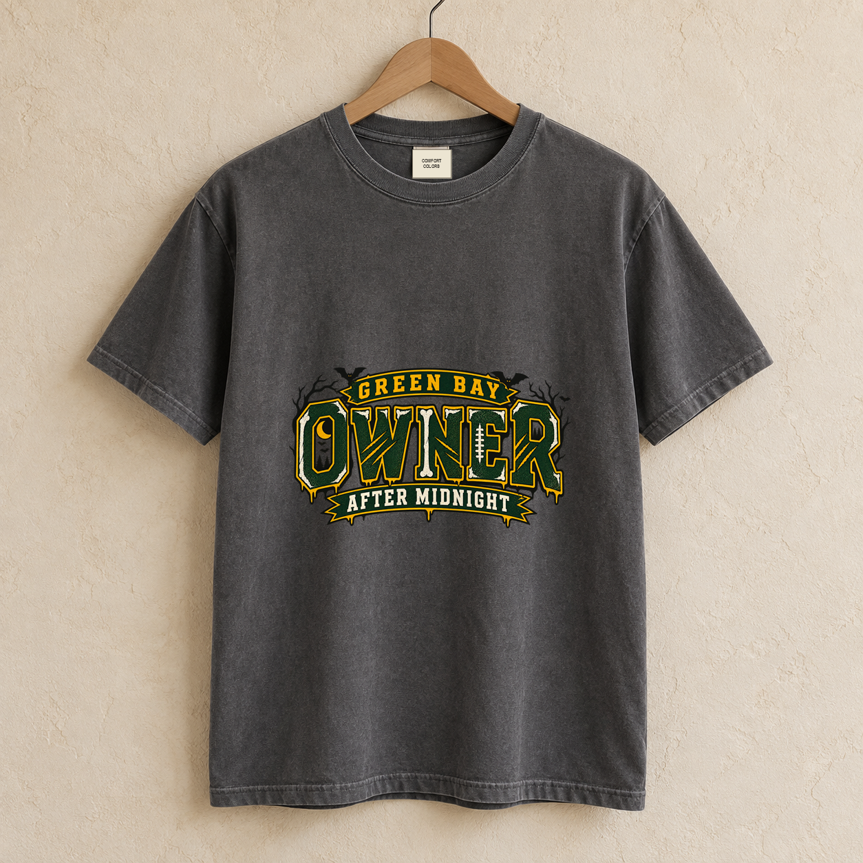 Green Bay Owner After Midnight vintage Green Bay Comfort Colors football T-shirt mockup 1
