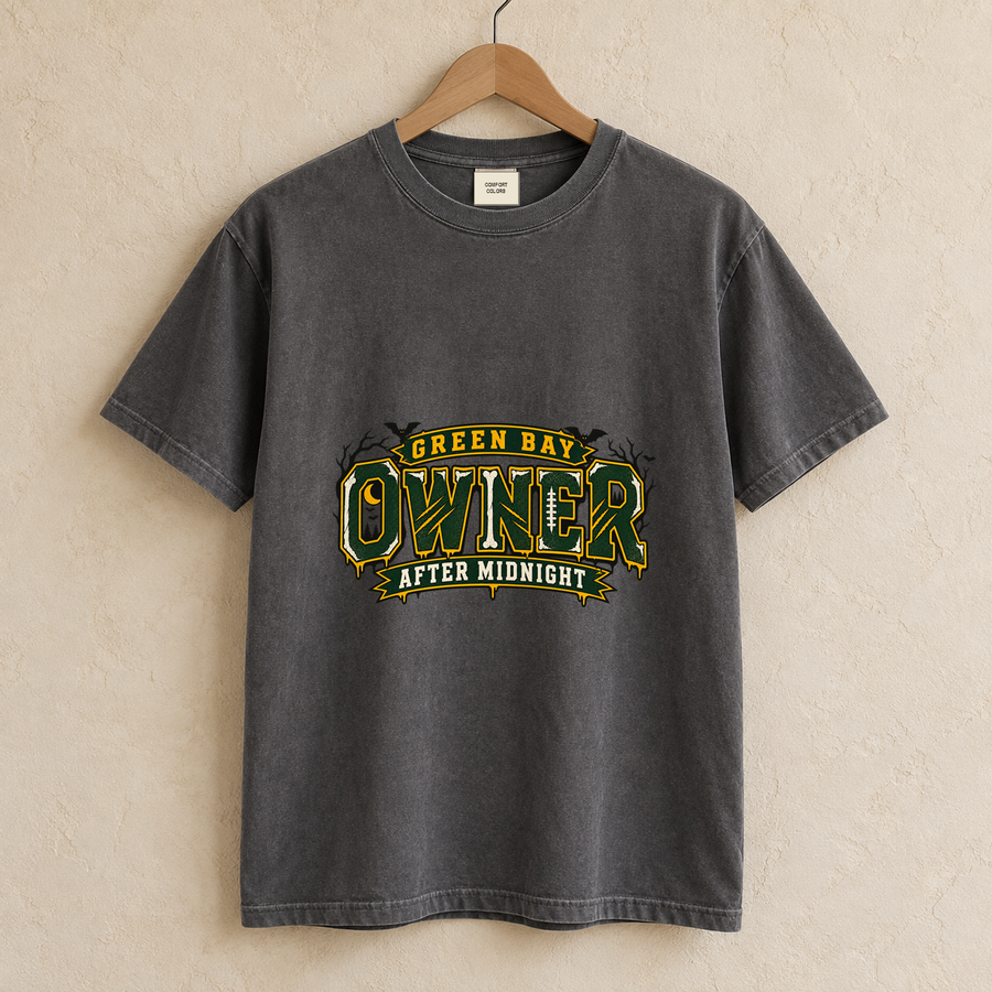 Green Bay Owner After Midnight vintage Green Bay Comfort Colors football T-shirt mockup 1