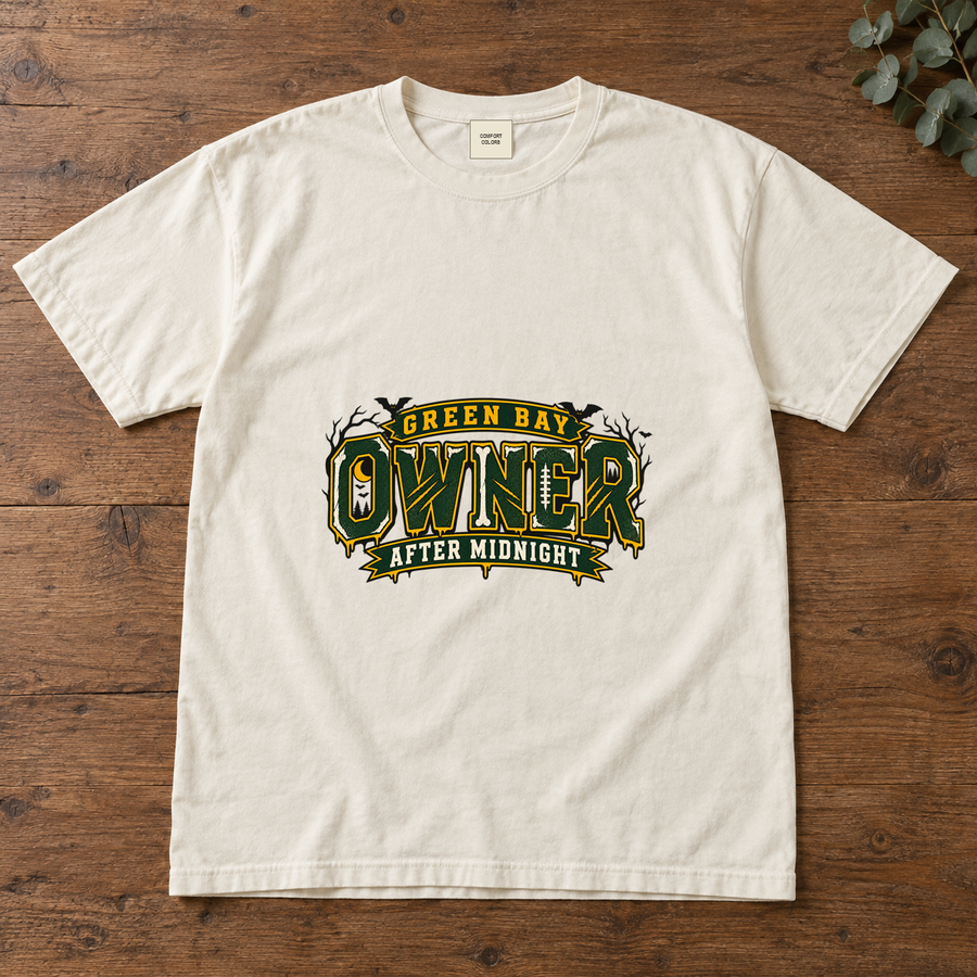 Green Bay Owner After Midnight vintage Green Bay Comfort Colors football T-shirt mockup 2