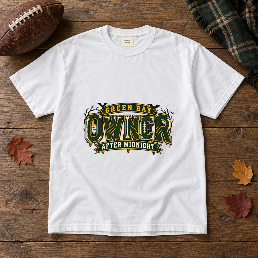 Green Bay Owner After Midnight vintage Green Bay Comfort Colors football T-shirt mockup 5