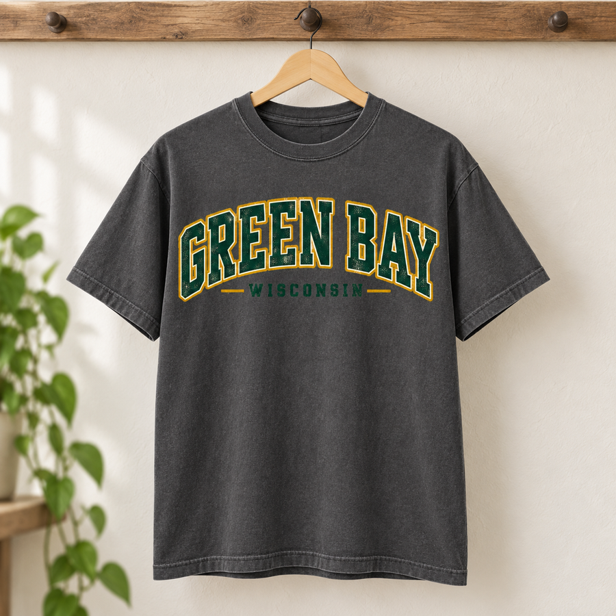 Green Bay Collegiate Essential vintage Comfort Colors football T-shirt mockup 4