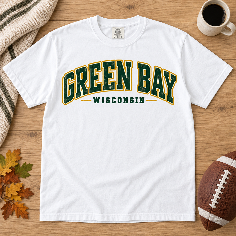 Green Bay Collegiate Essential vintage Comfort Colors football T-shirt mockup 5
