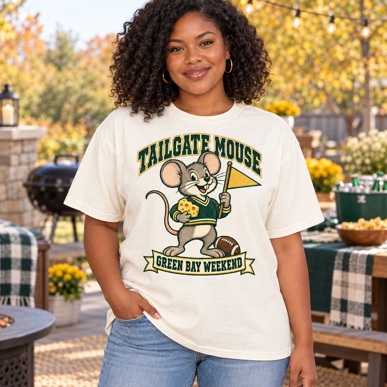 Tailgate Mouse vintage Green Bay Comfort Colors football T-shirt mockup 1