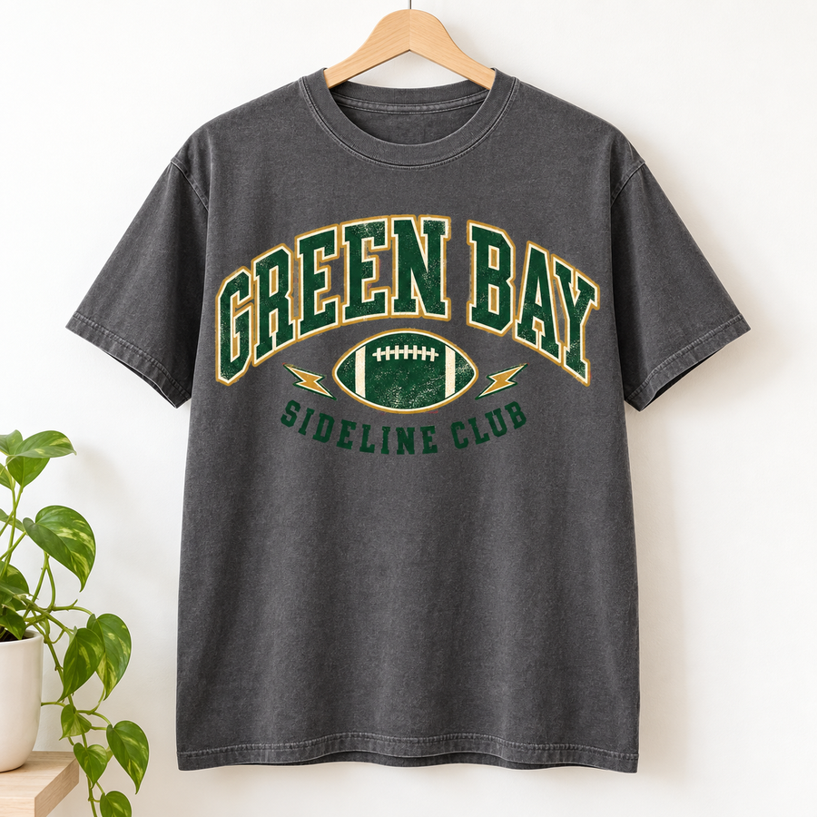 Green Bay Sideline Club vintage Comfort Colors football T-shirt mockup 4
