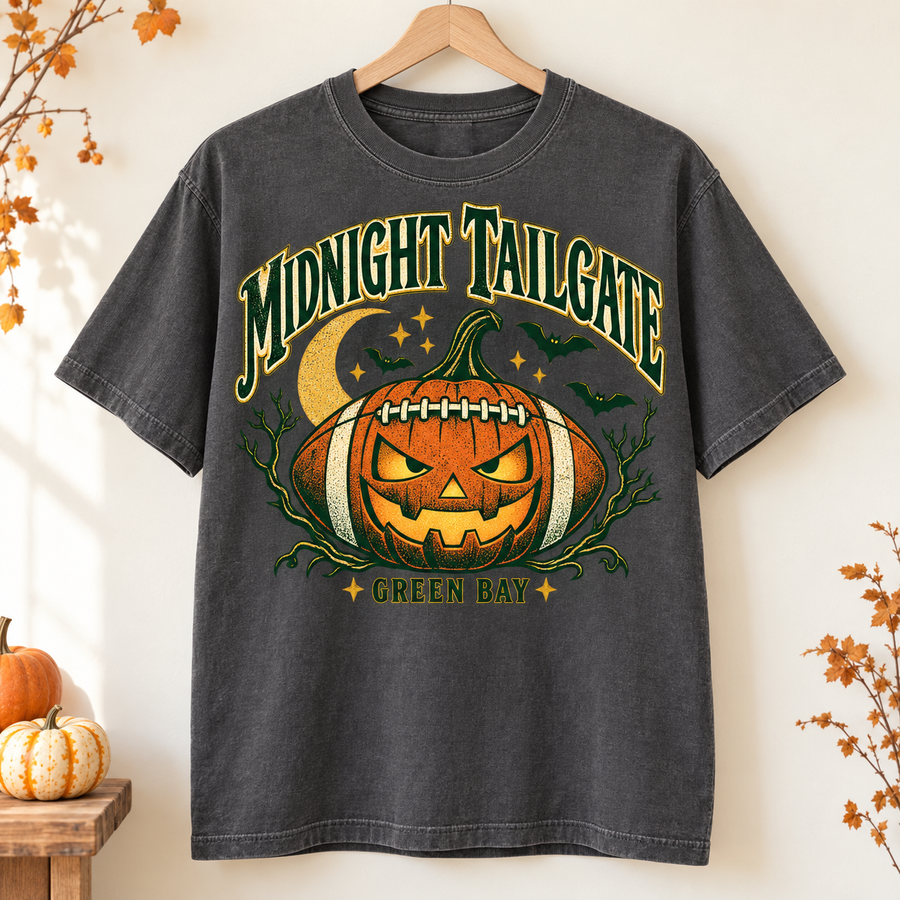 Midnight Tailgate vintage Green Bay Comfort Colors football T-shirt mockup 4