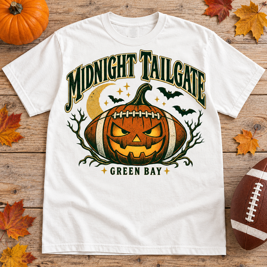Midnight Tailgate vintage Green Bay Comfort Colors football T-shirt mockup 5