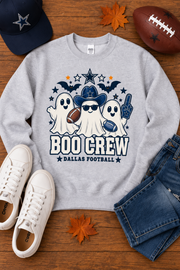 Boo Crew Dallas Football Ghosts Halloween sweatshirt flat lay