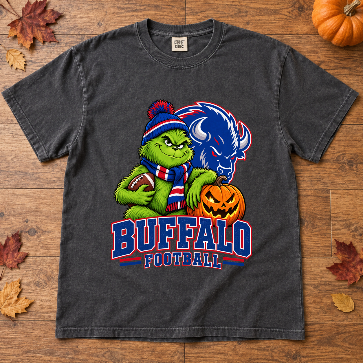 Grinch Buffalo Football – Comfort Colors Fall Game Day T-Shirt mockup 2