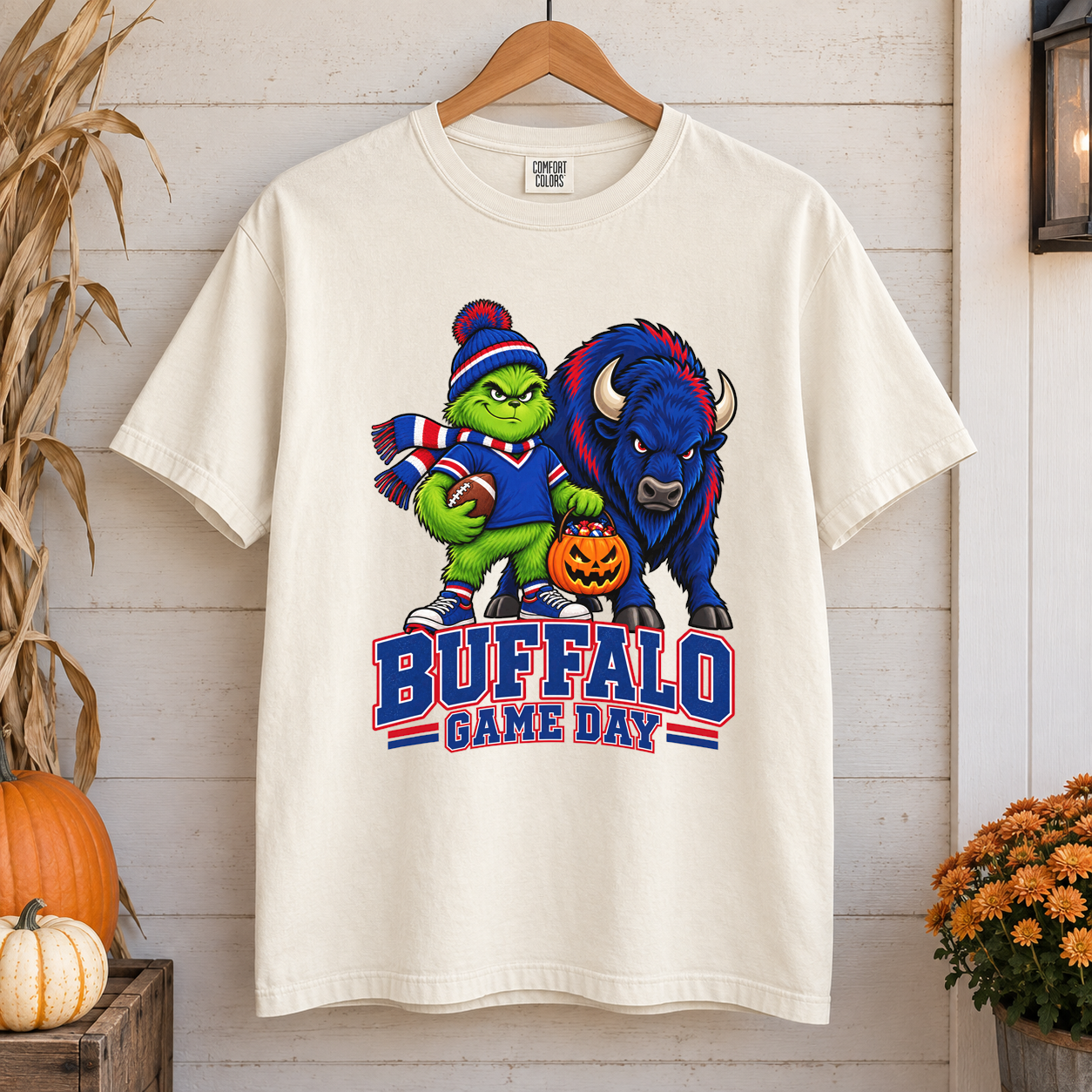 Grinch Buffalo Game Day – Comfort Colors Fall Football T-Shirt mockup 1