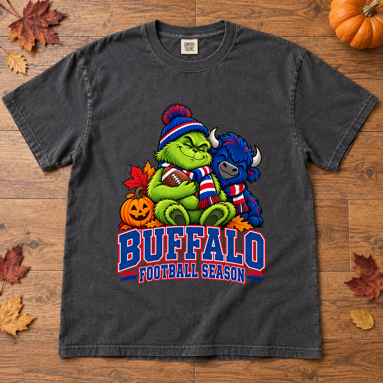 Grinch Buffalo Football Season – Comfort Colors Fall Game Day T-Shirt mockup 2