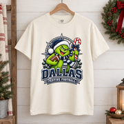 Grinch Dallas Festive Football – Comfort Colors Christmas T-Shirt mockup 1