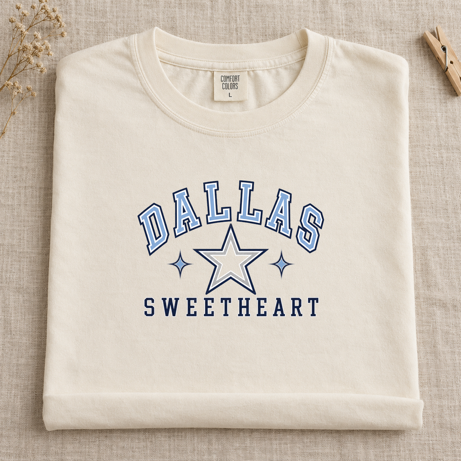Dallas Sweetheart Comfort Colors football T-shirt mockup 4