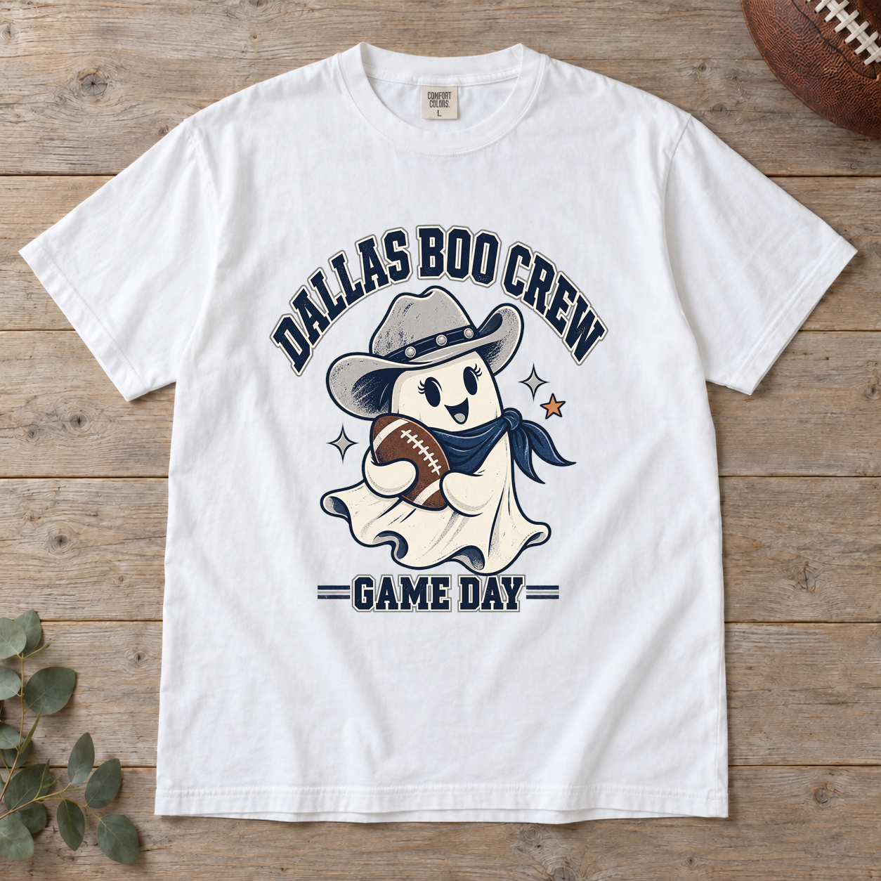 Dallas Boo Crew Cowboy Ghost Comfort Colors Halloween football T-shirt mockup 2