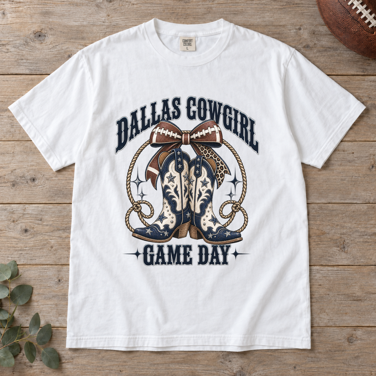 Dallas Cowgirl Game Day Boots Comfort Colors football T-shirt mockup 2