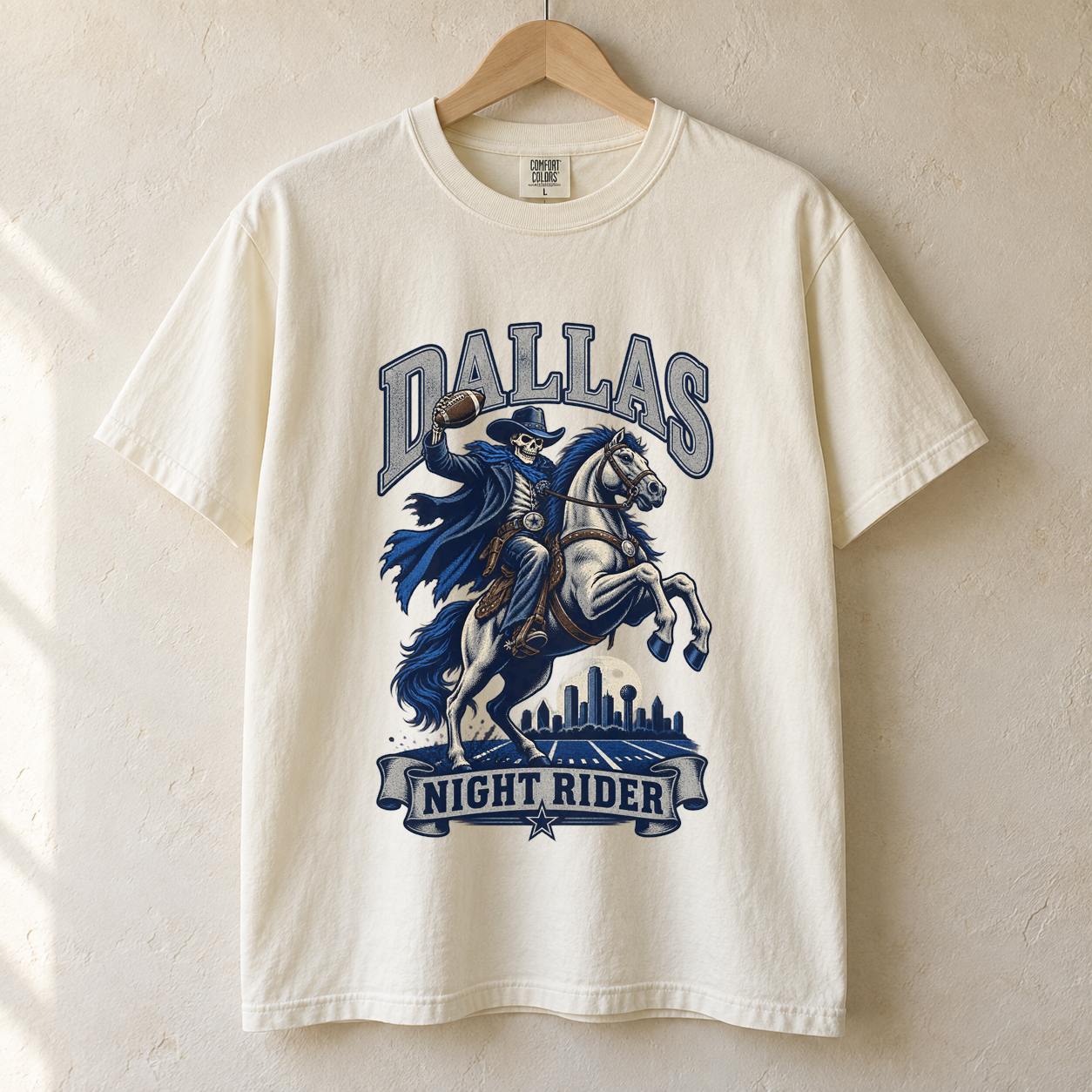 Dallas Night Rider Comfort Colors Halloween football T-shirt mockup 1