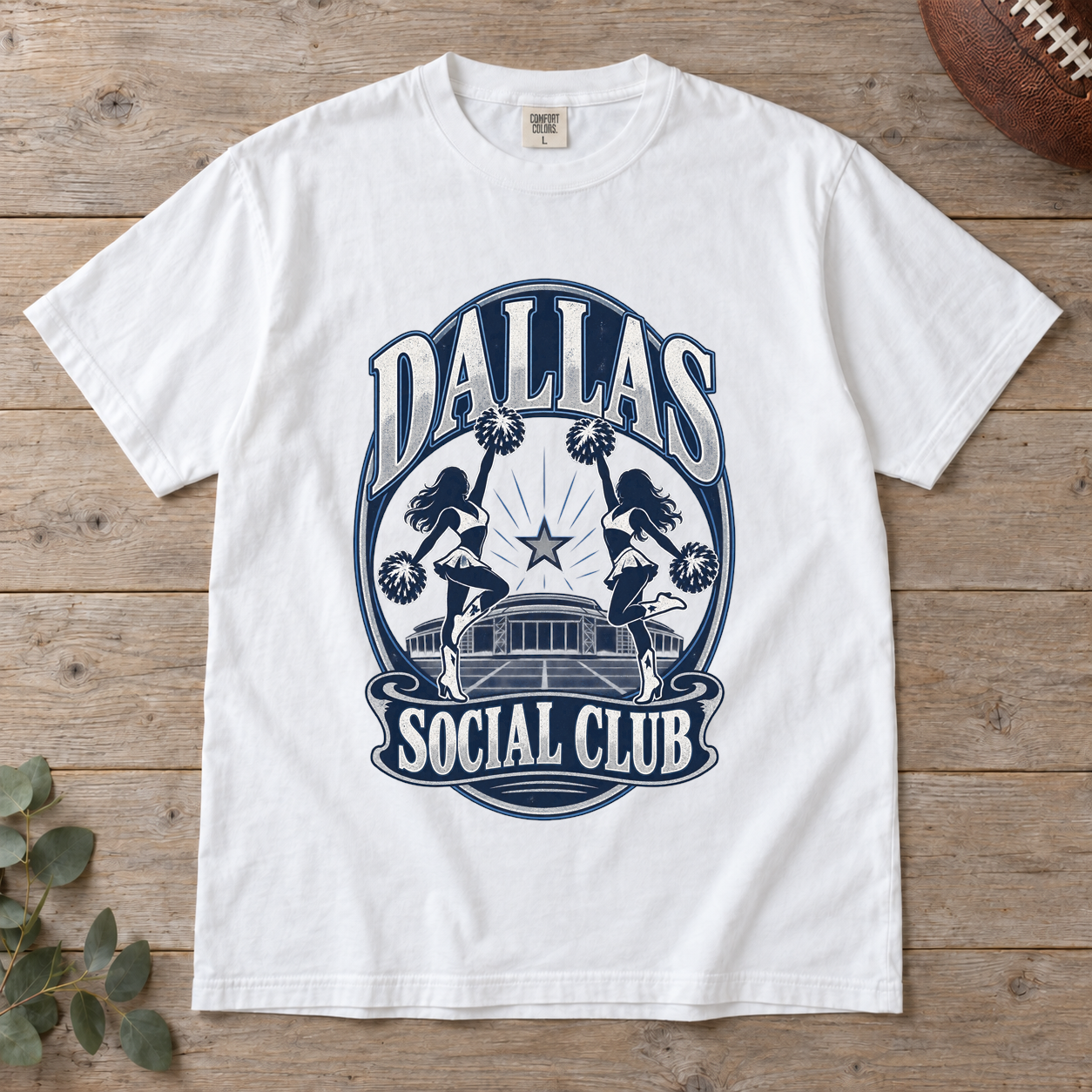 Dallas Social Club Comfort Colors football T-shirt mockup 2
