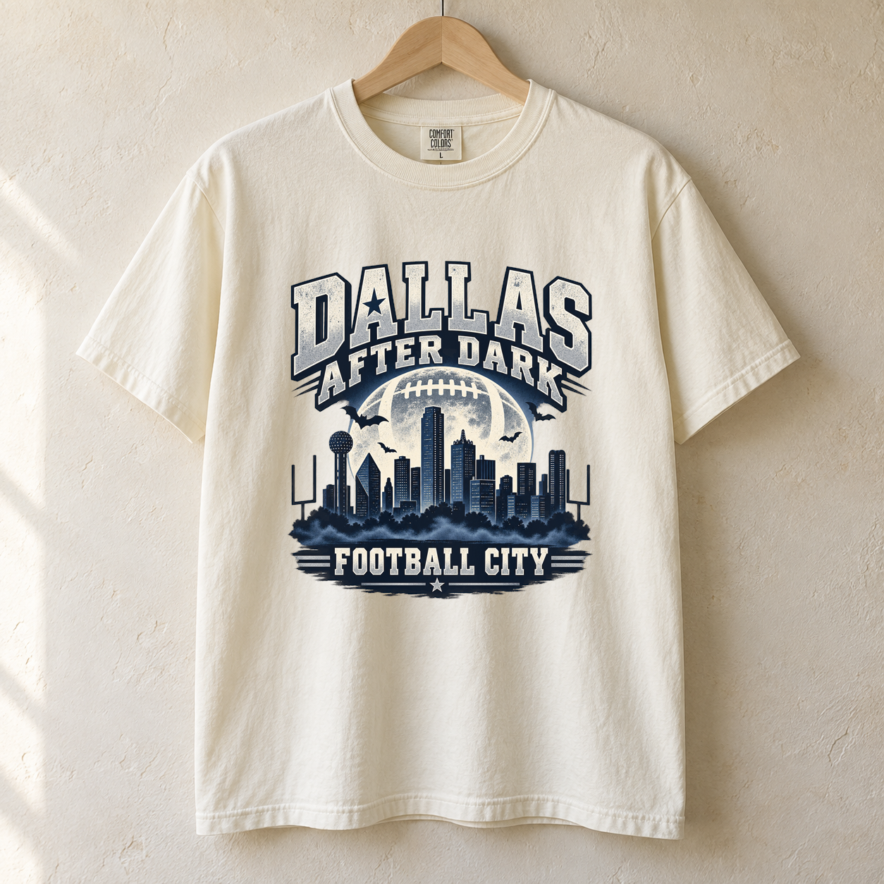 Dallas After Dark Football City Comfort Colors Halloween football T-shirt mockup 1