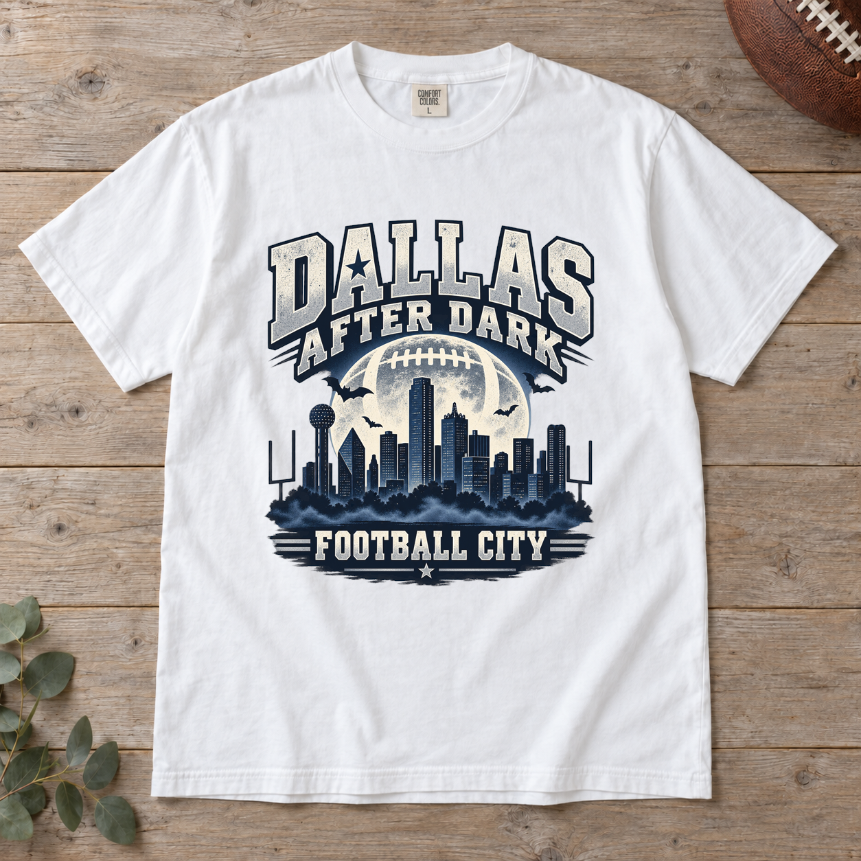 Dallas After Dark Football City Comfort Colors Halloween football T-shirt mockup 2