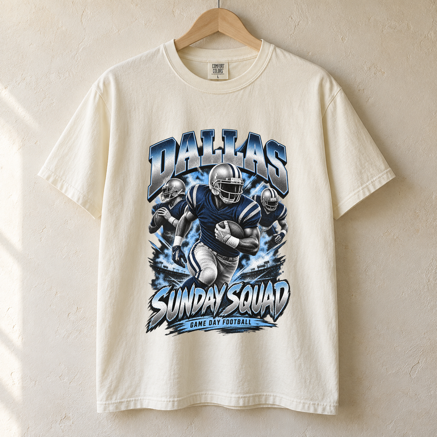 Dallas Sunday Squad Comfort Colors football T-shirt mockup 1