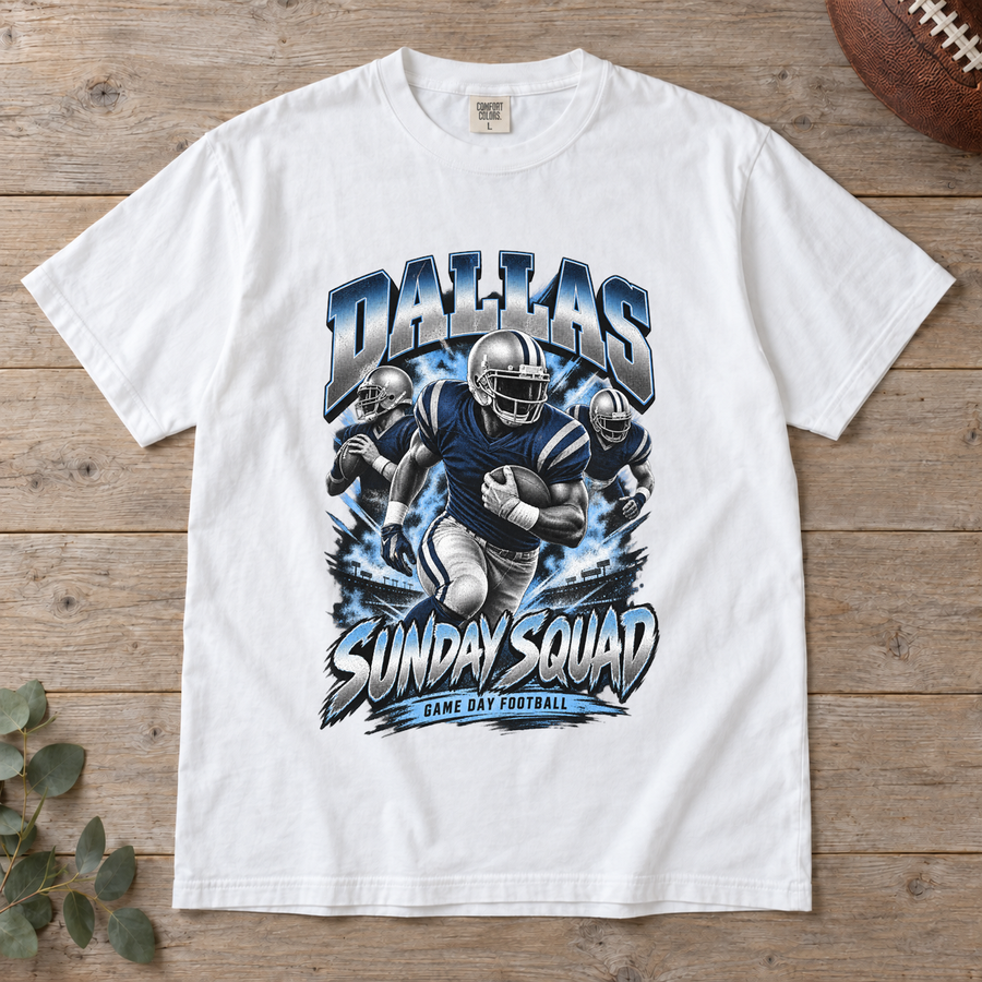 Dallas Sunday Squad Comfort Colors football T-shirt mockup 2