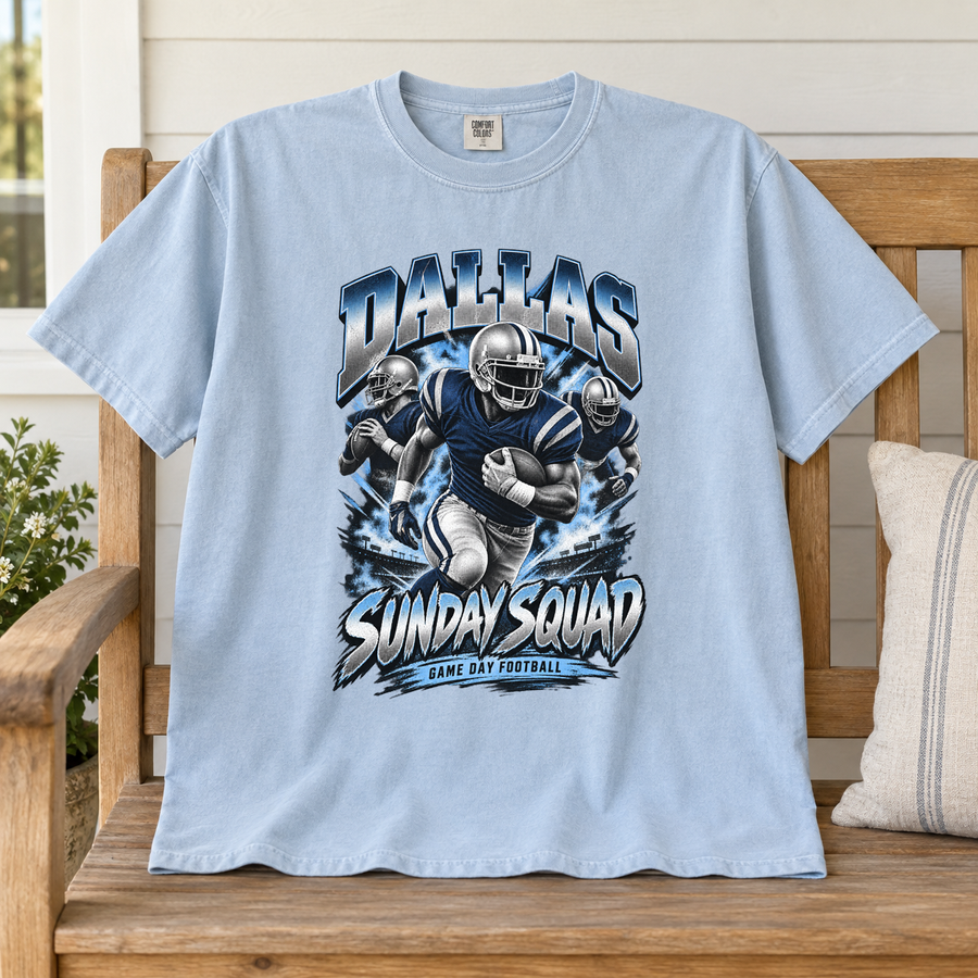 Dallas Sunday Squad Comfort Colors football T-shirt mockup 3