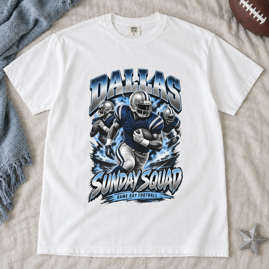 Dallas Sunday Squad Comfort Colors football T-shirt mockup 5