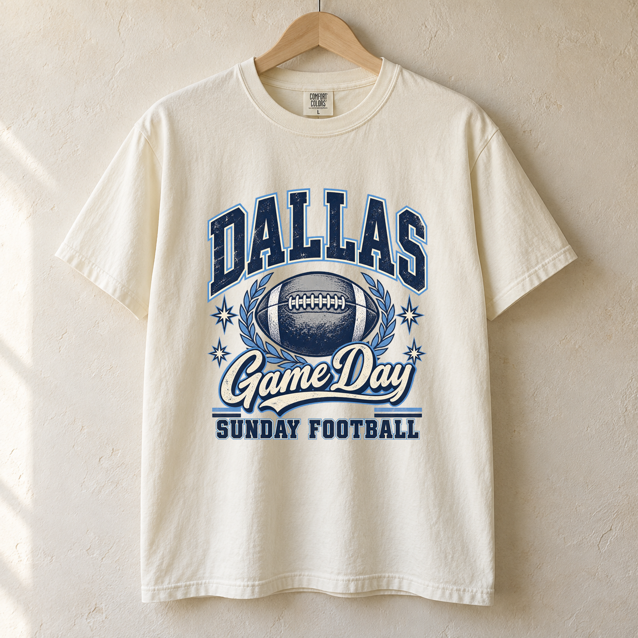 Dallas Game Day Sunday Football Comfort Colors football T-shirt mockup 1