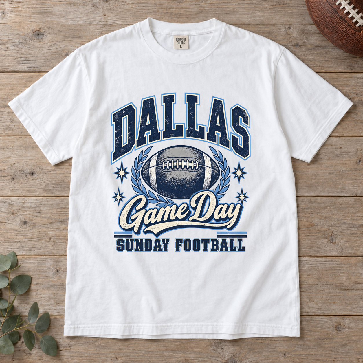 Dallas Game Day Sunday Football Comfort Colors football T-shirt mockup 2