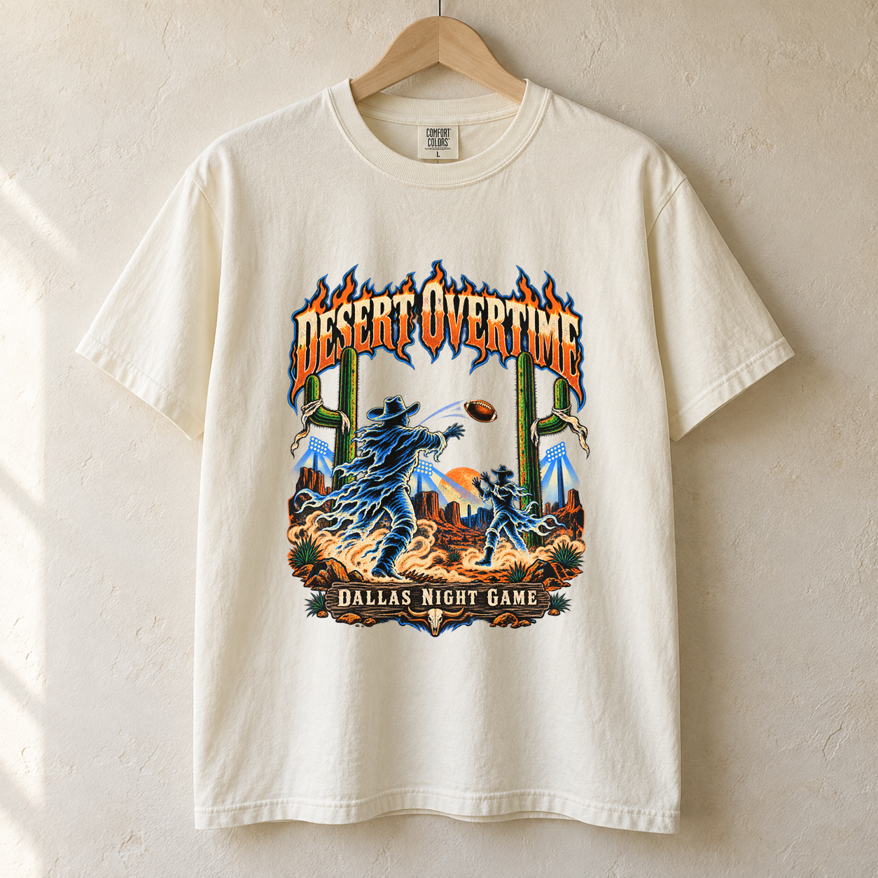 Desert Overtime Dallas Night Game Comfort Colors Halloween football T-shirt mockup 1